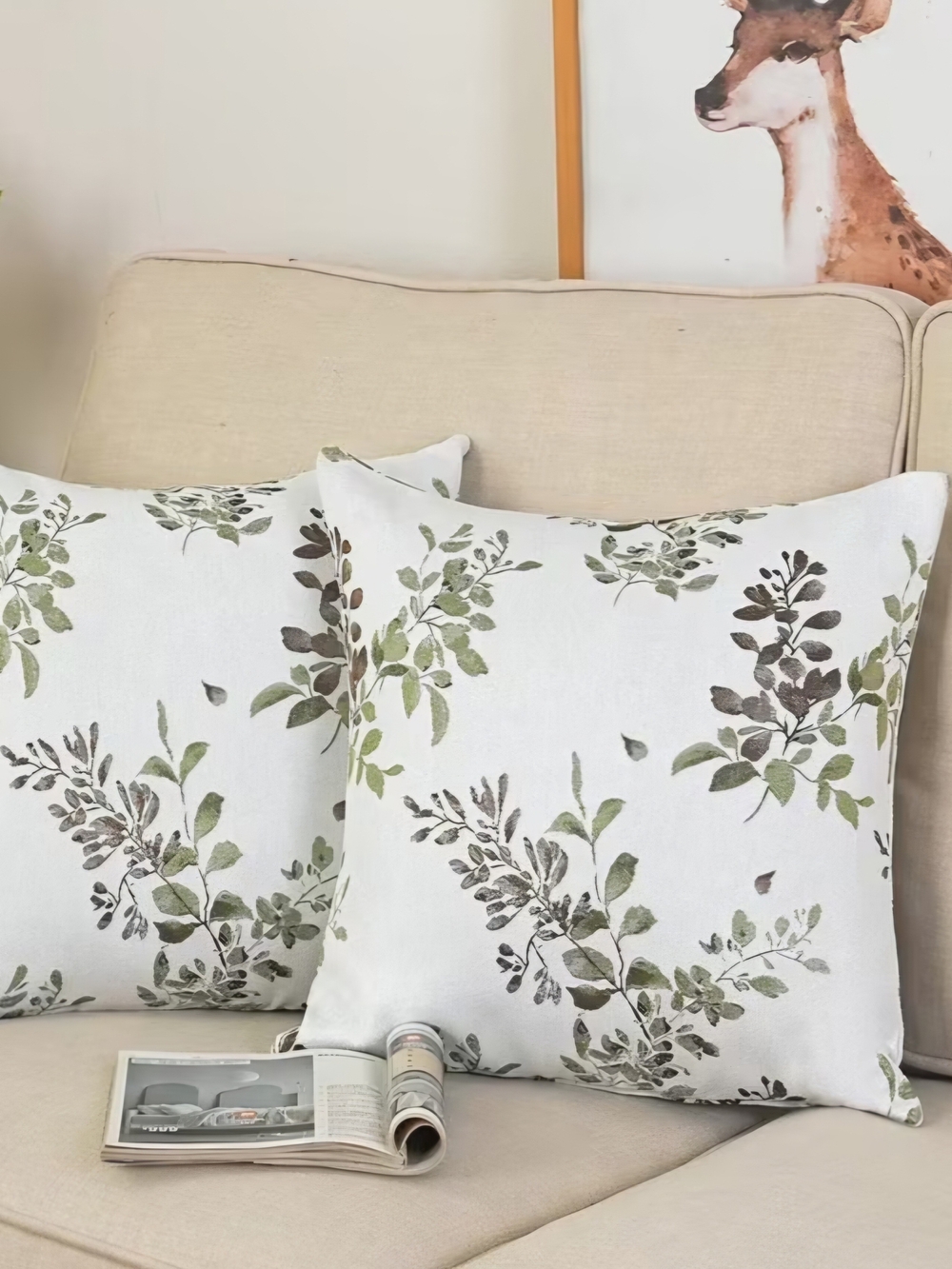2pc Botanical Floral Print Pillow Covers